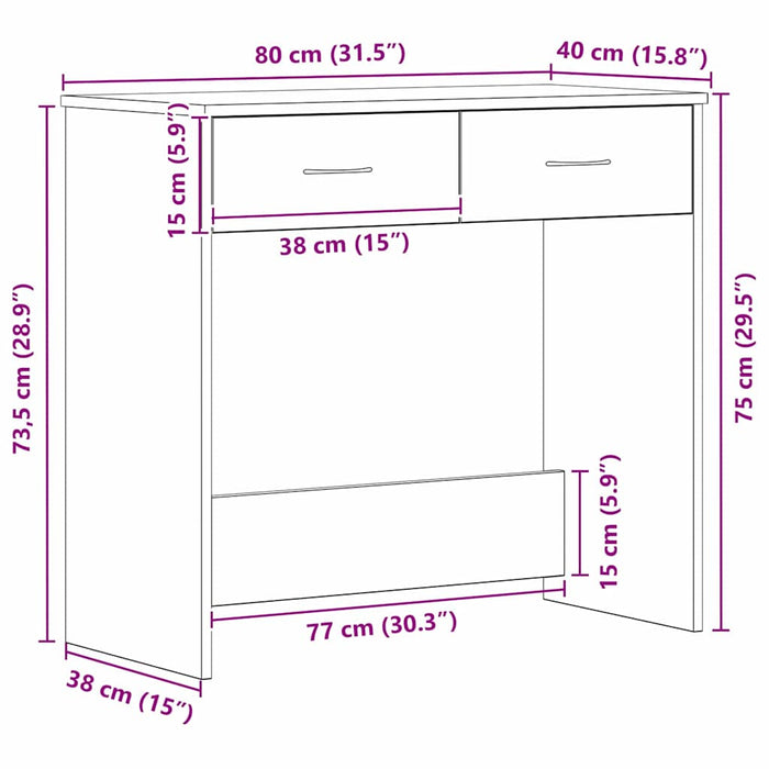 Birou cu sertar Stejar Negru 80 x 40 x 75 cm Lemn compozit - WALTI WALTI