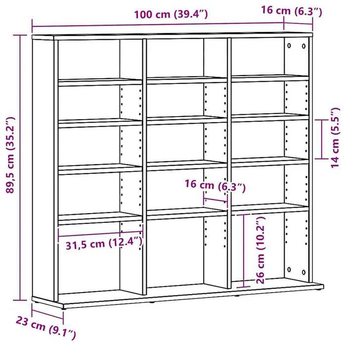Dulap pentru CD-uri, stejar negru, 100x23x89,5 cm WALTI