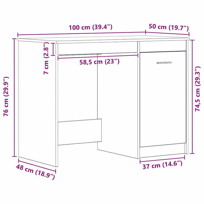 Birou cu depozitare Stejar Negru 100 x 50 x 76 cm Lemn compozit - WALTI WALTI