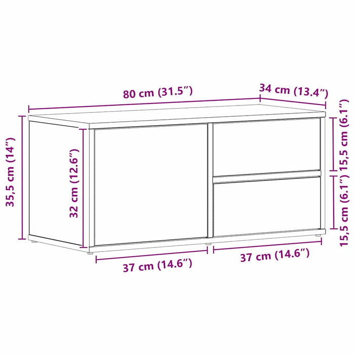 Cabinet TV cu sertar Stejar Negru 80 x 34 x 36 cm Lemn compozit - WALTI WALTI