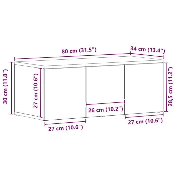 Cabinet TV cu sertar Stejar Negru 80x34x30 cm Lemn compozit - WALTI WALTI