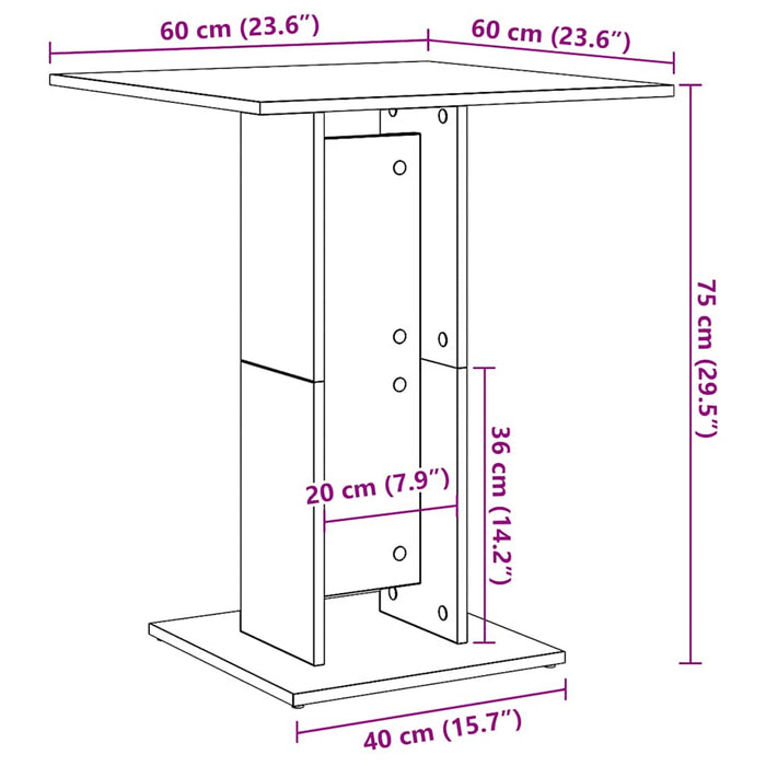 Masă bistro stejar negru 60x60x75 cm lemn prelucrat - WALTI WALTI