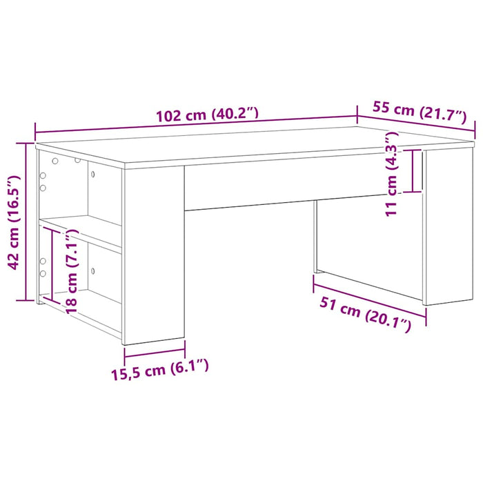 Masă de cafea Stejar Negru 102 x 55 x 42 cm Lemn compozit WALTI