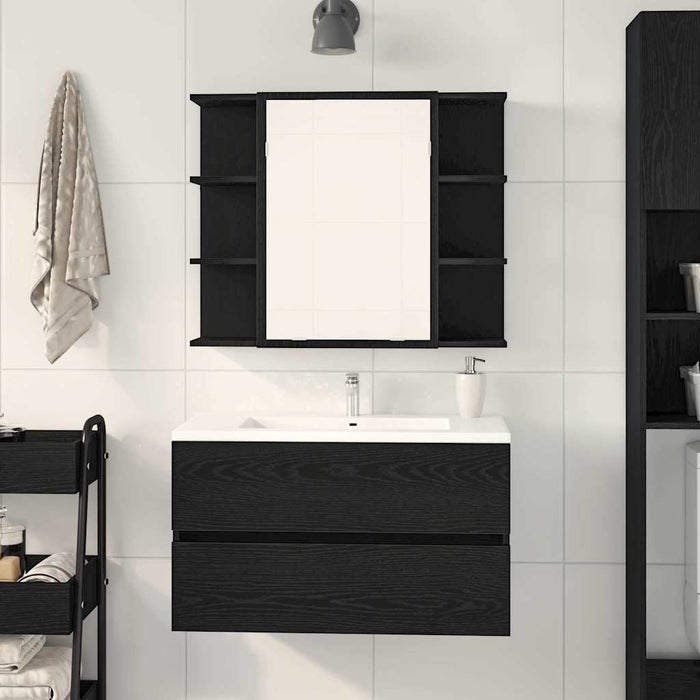 Dulap cu oglindă Stejar Negru 80 x 20,5 x 64 cm Lemn prelucrat WALTI