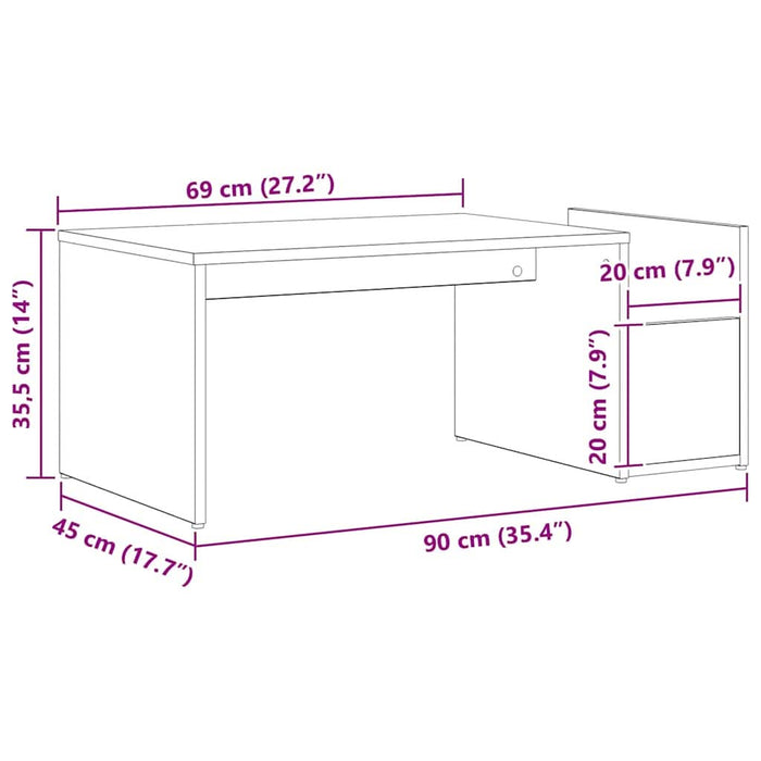 Masă de cafea Stejar Negru 90 x 45 x 35 cm Lemn compozit - WALTI WALTI