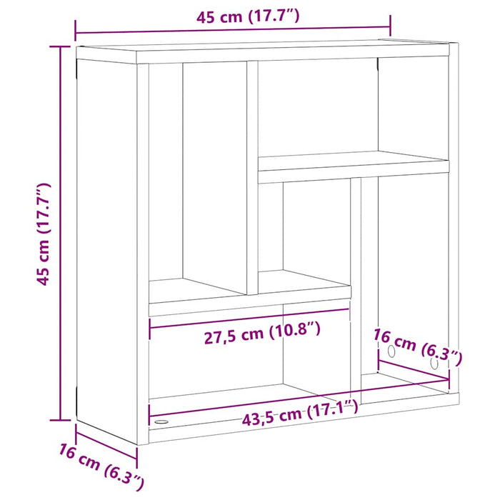 Raft de perete Stejar negru 45x16x45 cm Lemn prelucrat - WALTI WALTI