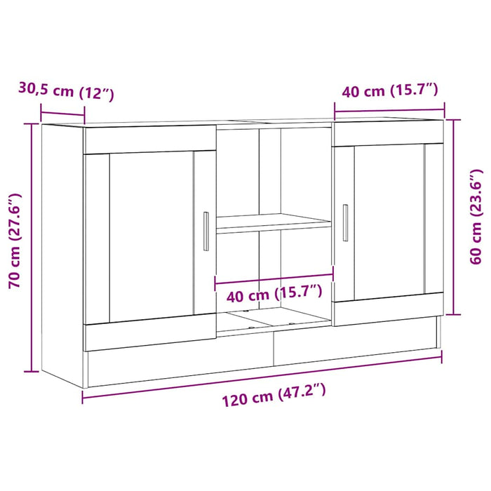 Bufet Stejar Negru 120 x 30,5 x 70 cm Lemn compozit - WALTI WALTI