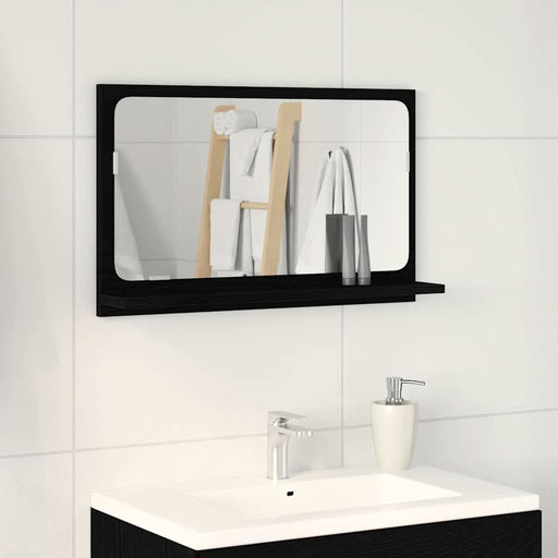 Raft cu Oglindă Stejar Negru 60 x 10,5 x 37 cm Lemn compozit - WALTI WALTI