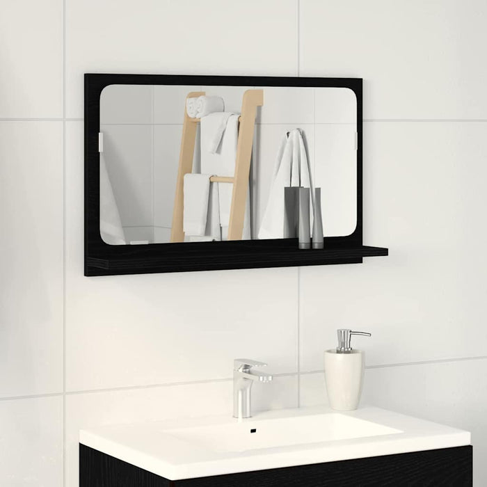 Raft cu Oglindă Stejar Negru 60 x 10,5 x 37 cm Lemn compozit - WALTI WALTI