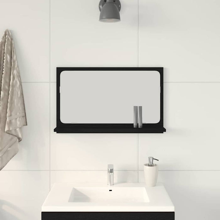 Raft cu Oglindă Stejar Negru 60 x 10,5 x 37 cm Lemn compozit - WALTI WALTI