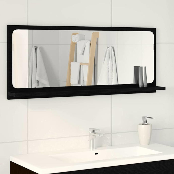 Raft cu Oglindă Stejar Negru 90 x 10,5 x 37 cm Lemn compozit - WALTI WALTI