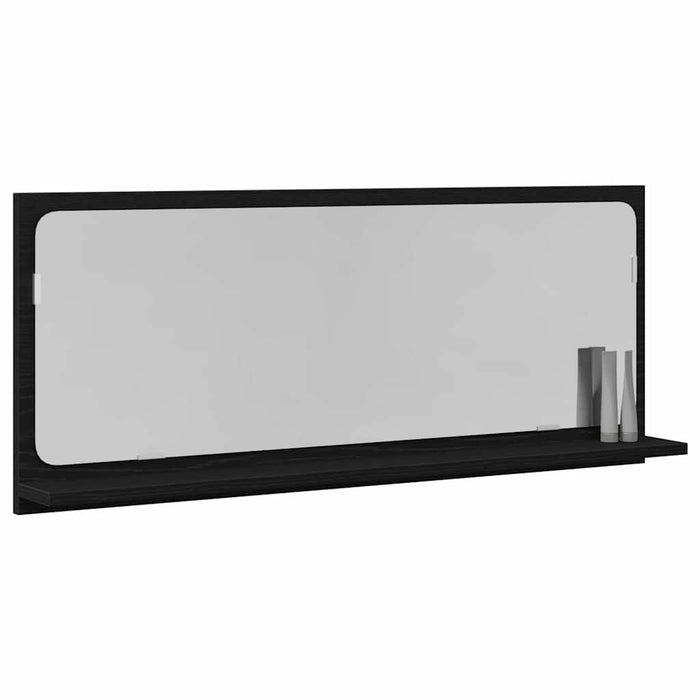 Raft cu Oglindă Stejar Negru 90 x 10,5 x 37 cm Lemn compozit - WALTI WALTI