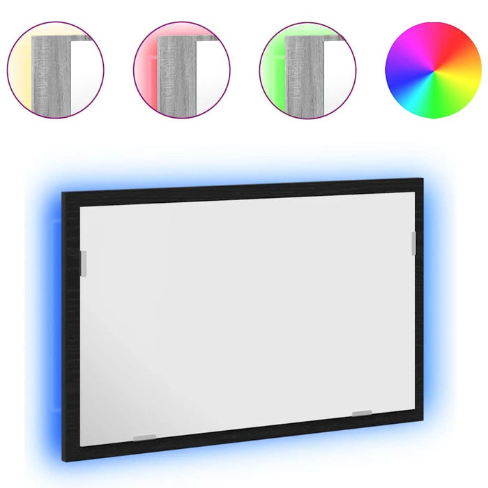 Oglindă de baie cu lumini LED, stejar negru, 60x8,5x37 cm - WALTI WALTI