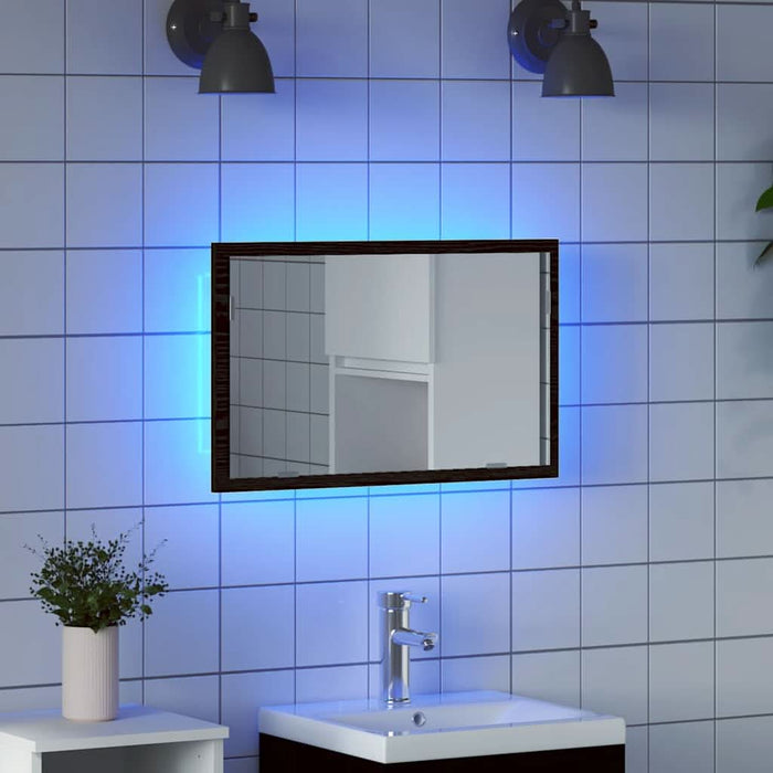 Oglindă de baie cu lumini LED, stejar negru, 60x8,5x37 cm - WALTI WALTI
