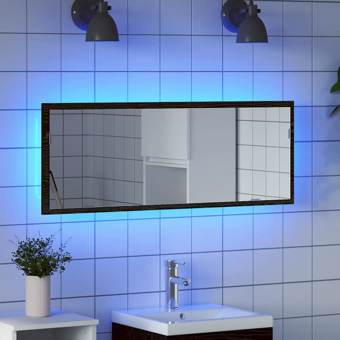 Oglindă de baie cu LED Pe perete Stejar negru 100 x 8.5 x 37 cm - WALTI WALTI