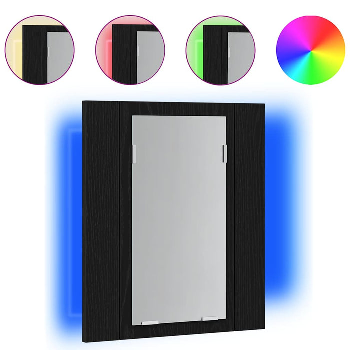 Dulap cu oglindă pentru baie cu LED, stejar negru, 40x12x45 cm, lemn prelucrat - WALTI WALTI