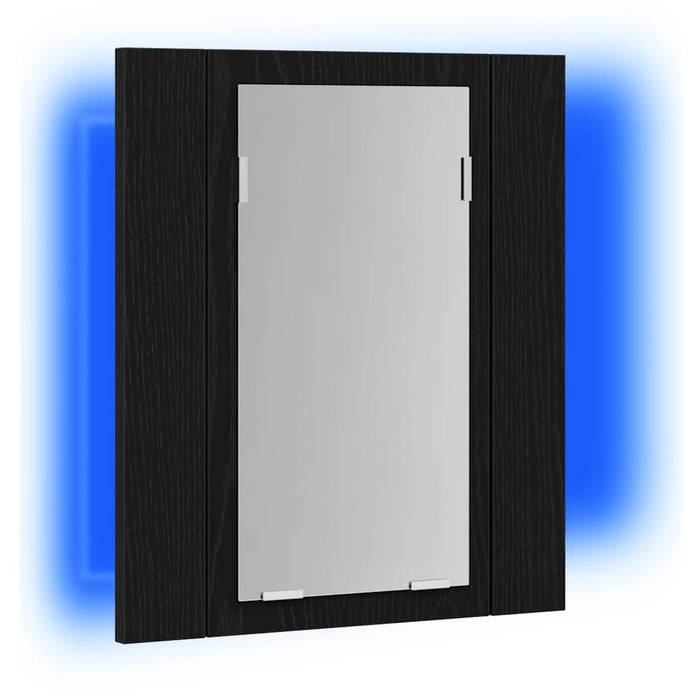 Dulap cu oglindă pentru baie cu LED, stejar negru, 40x12x45 cm, lemn prelucrat - WALTI WALTI