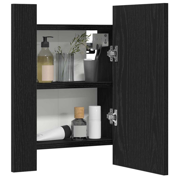 Dulap cu oglindă pentru baie cu LED, stejar negru, 40x12x45 cm, lemn prelucrat - WALTI WALTI