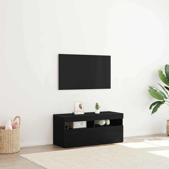 Cabinet TV Stejar Negru 90 x 35 x 40 cm Lemn compozit - WALTI WALTI