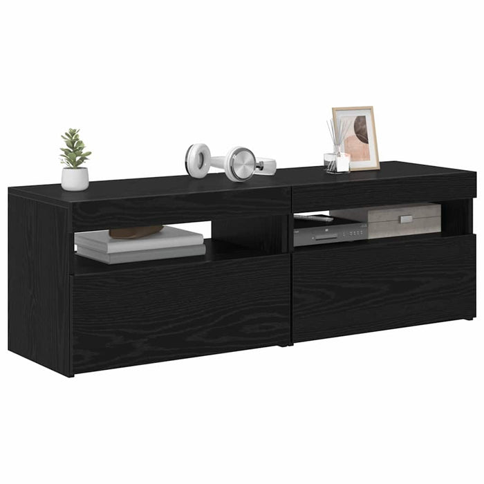Cabinet TV 2 pcs Stejar Negru 60 x 35 x 40 cm Lemn compozit - WALTI WALTI