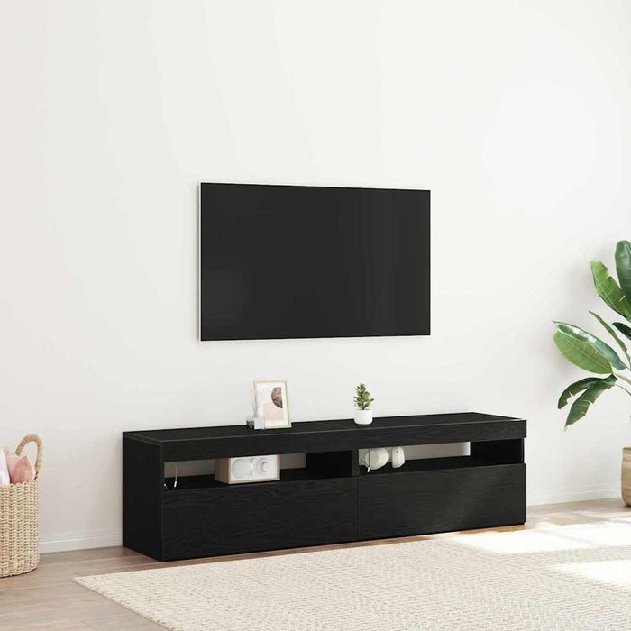 Cabinet TV 2 pcs Stejar Negru 75 x 35 x 40 cm Lemn compozit - WALTI WALTI