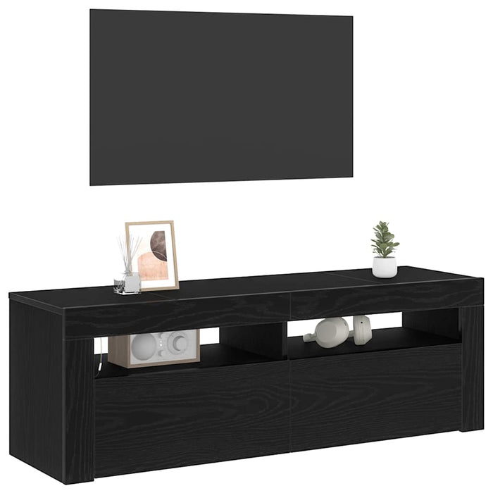Cabinet TV cu LED Stejar Negru 120 x 35 x 40 cm Lemn compozit - WALTI WALTI