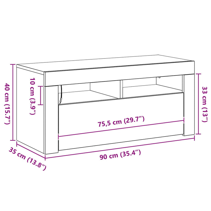 Cabinet TV Stejar Negru 90 x 35 x 40 cm Lemn compozit - WALTI WALTI