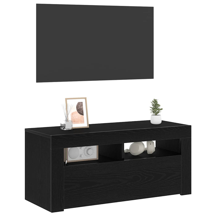 Cabinet TV cu sertar Stejar Negru 90 x 39 x 30 cm Lemn compozit - WALTI WALTI