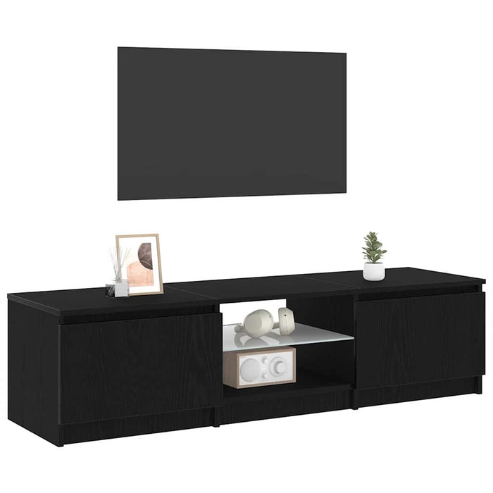 Cabinet TV Stejar Negru 140 x 38,5 x 36 cm Lemn compozit - WALTI WALTI