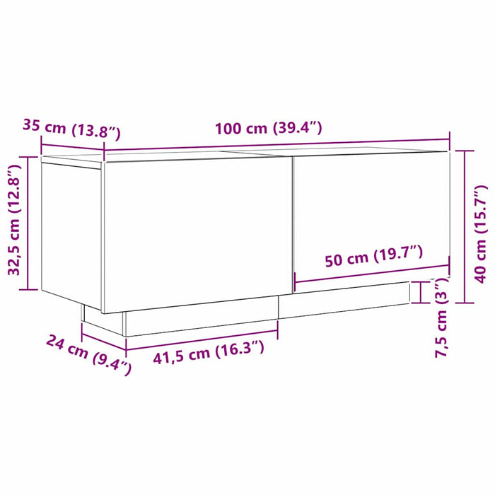 Cabinet TV Stejar Negru 100 x 35 x 40 cm Lemn compozit - WALTI WALTI