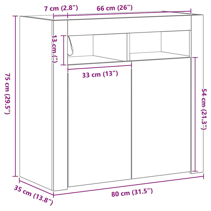 Bufet Negru 80 x 35 x 75 cm Lemn compozit - WALTI WALTI
