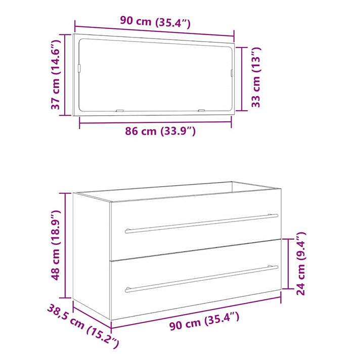 Dulap cu chiuvetă Stejar Negru 90 x 45 x 1.5 cm Lemn compozit WALTI