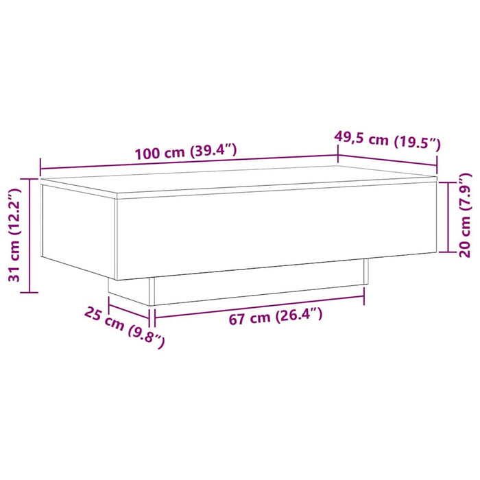 Masă de cafea Stejar negru 100 x 49.5 x 31 cm Lemn compozit - WALTI WALTI
