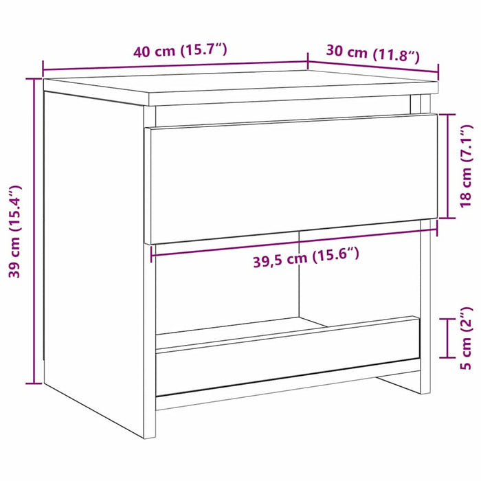 Dulap de noapte Stejar Negru 40 x 30 x 39 cm Lemn compozit - WALTI WALTI