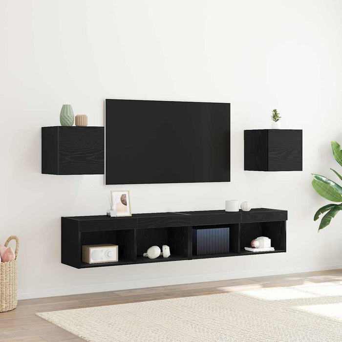 Cabinet TV 2 pcs Stejar Negru 30,5 x 30 x 30 cm Lemn compozit - WALTI WALTI