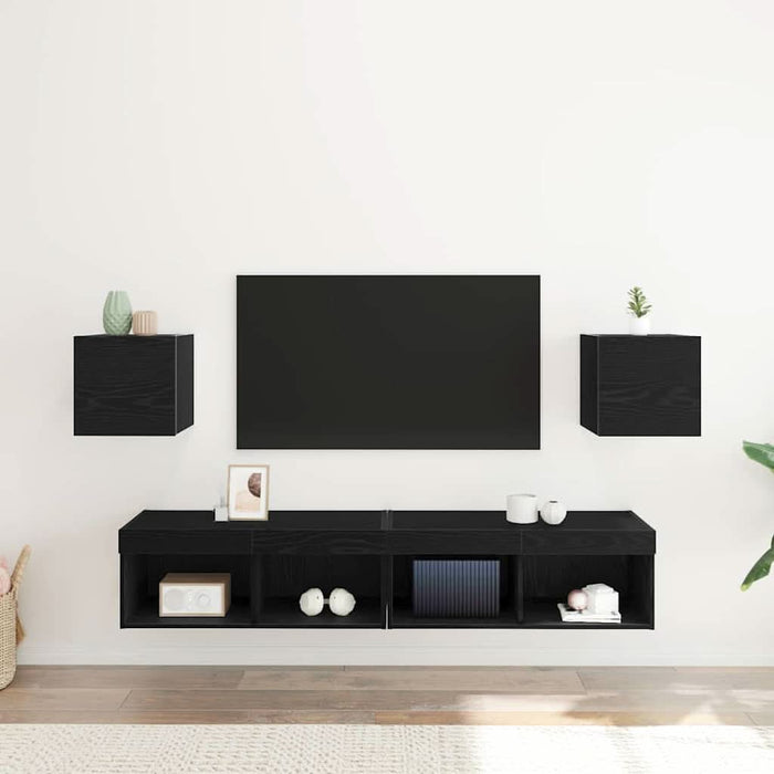 Cabinet TV 2 pcs Stejar Negru 30,5 x 30 x 30 cm Lemn compozit - WALTI WALTI