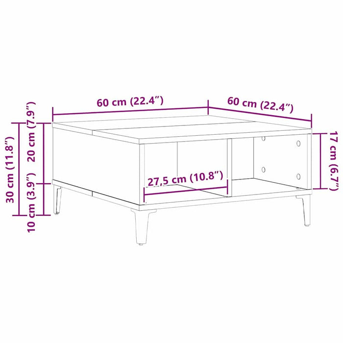 Masă de cafea Stejar negru 60 x 60 x 30 cm Lemn compozit - WALTI WALTI