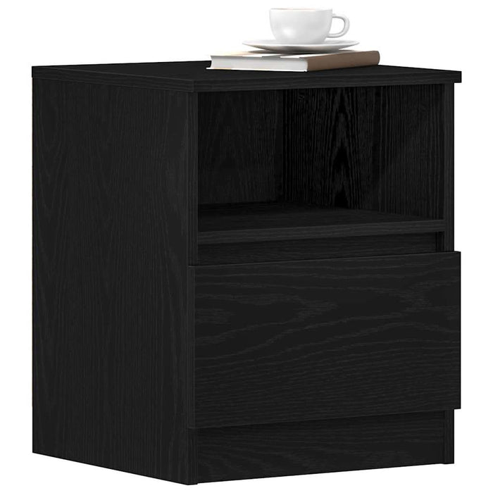 Dulap de noapte Stejar Negru 40 x 40 x 50 cm Lemn compozit - WALTI WALTI