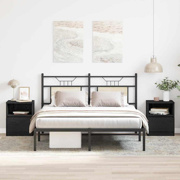 Dulap de noapte cu sertar 2 pcs Stejar Negru 40 x 40 x 50 cm - WALTI WALTI