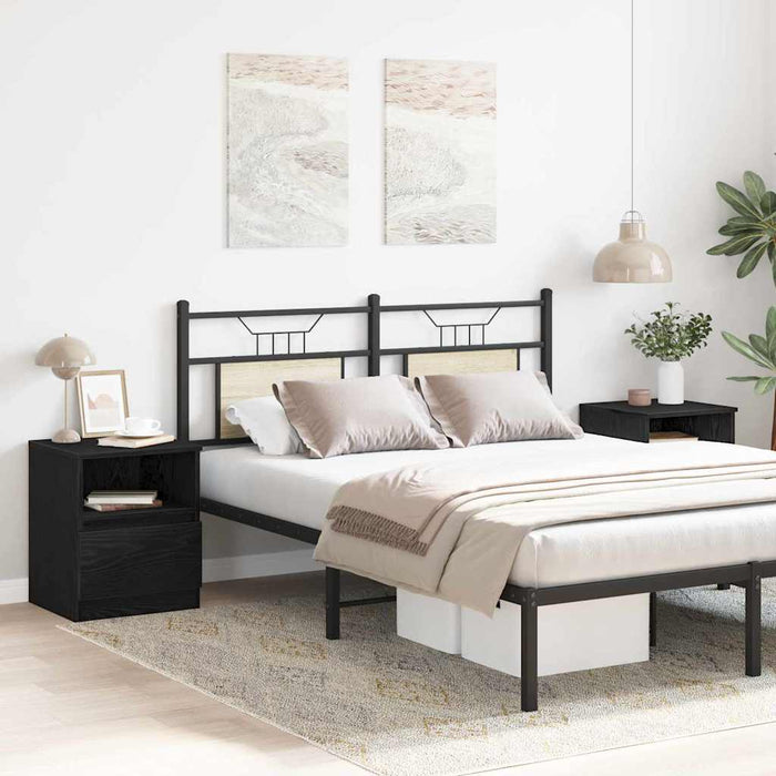 Dulap de noapte cu sertar 2 pcs Stejar Negru 40 x 40 x 50 cm - WALTI WALTI
