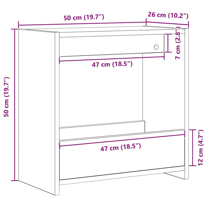 Masă laterală Stejar Negru 50 x 26 x 50 cm Lemn compozit - WALTI WALTI
