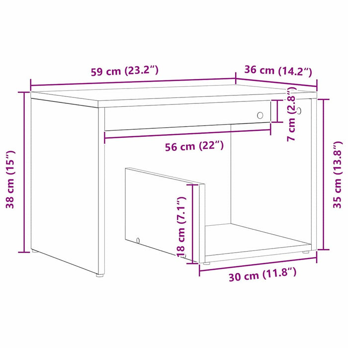 Masă laterală Stejar Negru 59 x 36 x 38 cm Lemn prelucrat WALTI