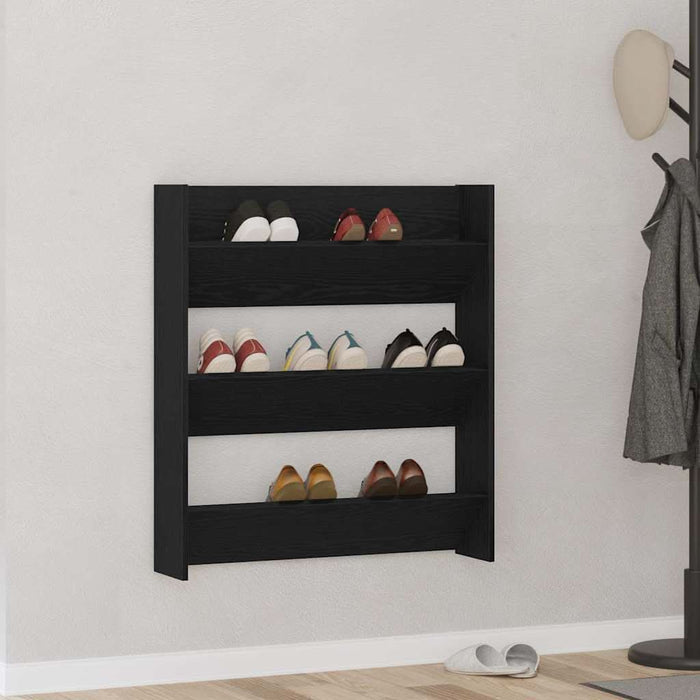 Dulap pentru pantofi de perete cu raft 2 pcs Stejar negru - WALTI WALTI