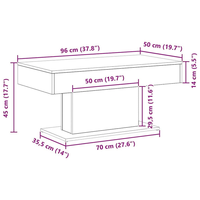 Masă de cafea Stejar negru 96 x 50 x 45 cm Lemn compozit - WALTI WALTI