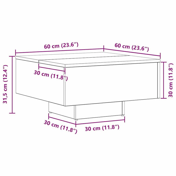Masă de cafea Stejar negru 60 x 60 x 31.5 cm Lemn compozit - WALTI WALTI