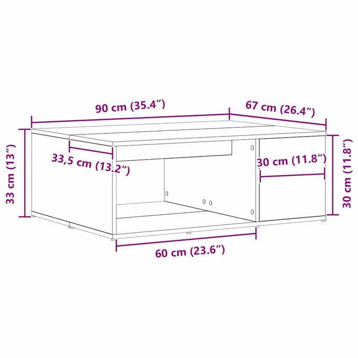 Masă de cafea Stejar Negru 90 x 67 x 33 cm Lemn compozit - WALTI WALTI