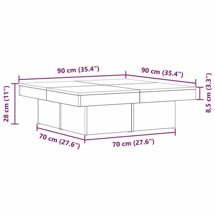 Masă de cafea Stejar negru 90 x 90 x 28 cm Lemn compozit - WALTI WALTI