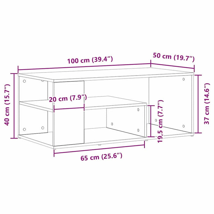 Masă de cafea Stejar negru 100 x 50 x 40 cm Lemn compozit - WALTI WALTI