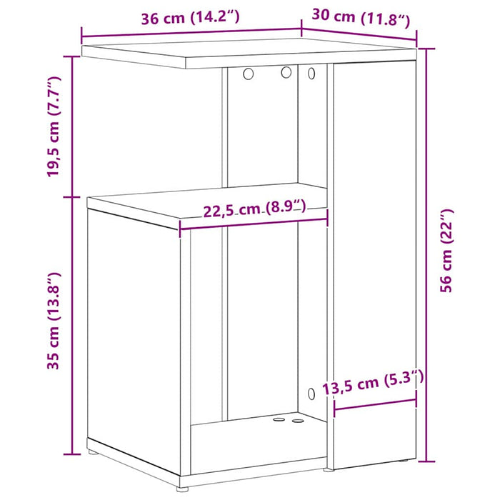 Masă laterală Stejar Negru 36 x 30 x 56 cm Lemn compozit WALTI