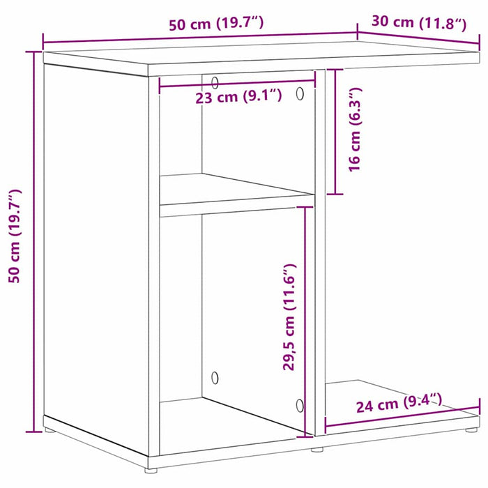Masă laterală Stejar Negru 50 x 30 x 50 cm Lemn compozit WALTI